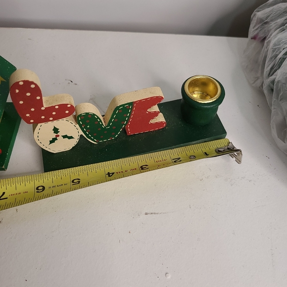 2 - Vintage Wooden LOVE Candle Holder 1- Santa front of house Christmas theme - Picture 7 of 10